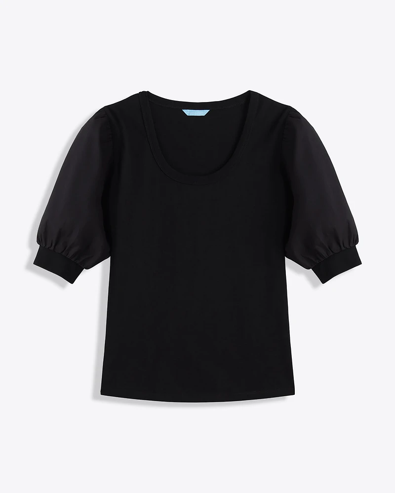 Short Sleeve Mixed Media Top