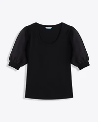 Short Sleeve Mixed Media Top