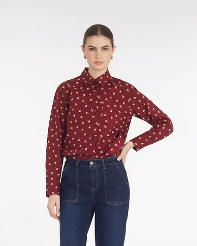 Long-Sleeve Button Down Burgundy Buds
