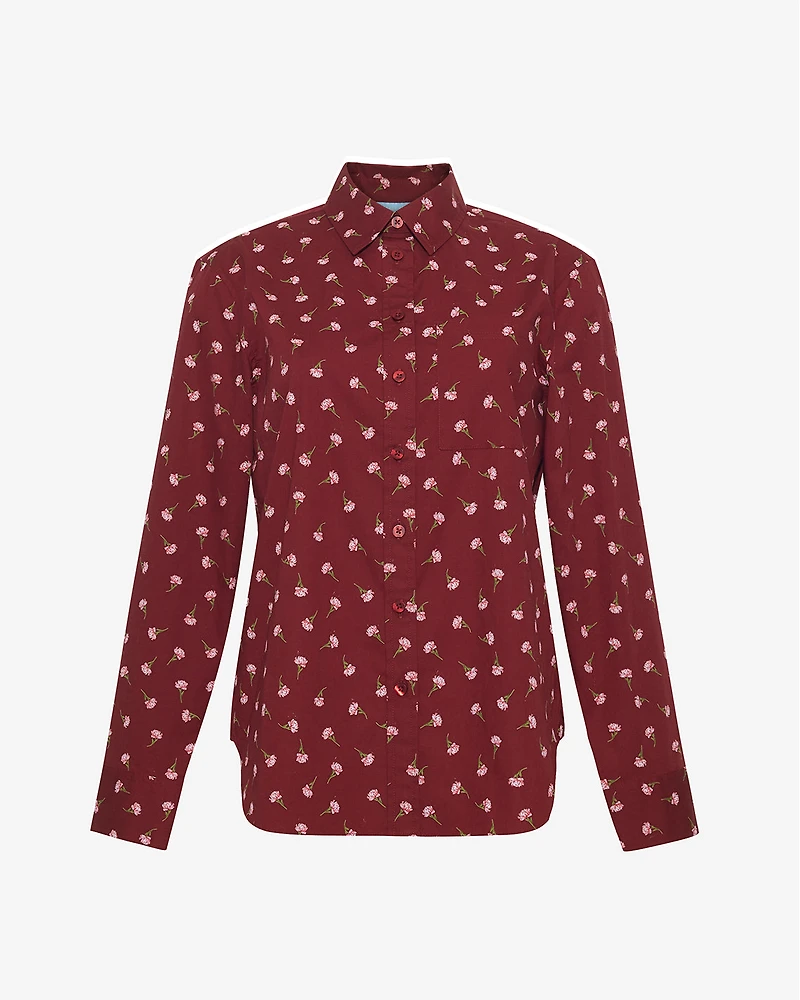 Long-Sleeve Button Down Burgundy Buds