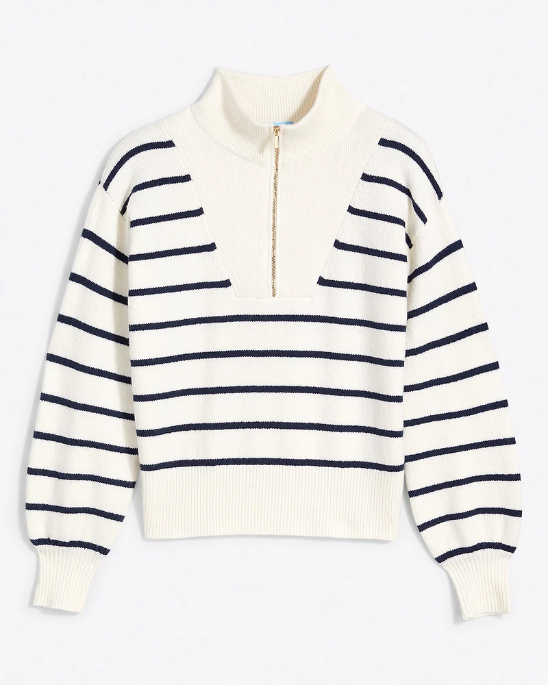 Striped Quarter Zip Sweater Mariner Stripe