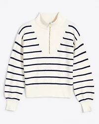Striped Quarter Zip Sweater Mariner Stripe
