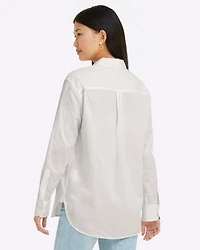 Button Down Top White Shirting Stripe