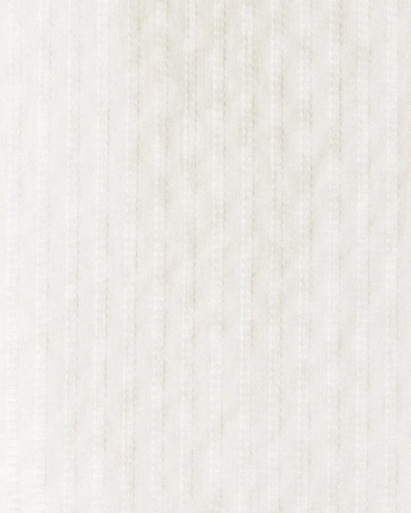 Button Down Top White Shirting Stripe