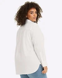 Button Down Top White Shirting Stripe