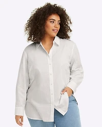 Button Down Top White Shirting Stripe