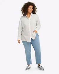 Button Down Top White Shirting Stripe