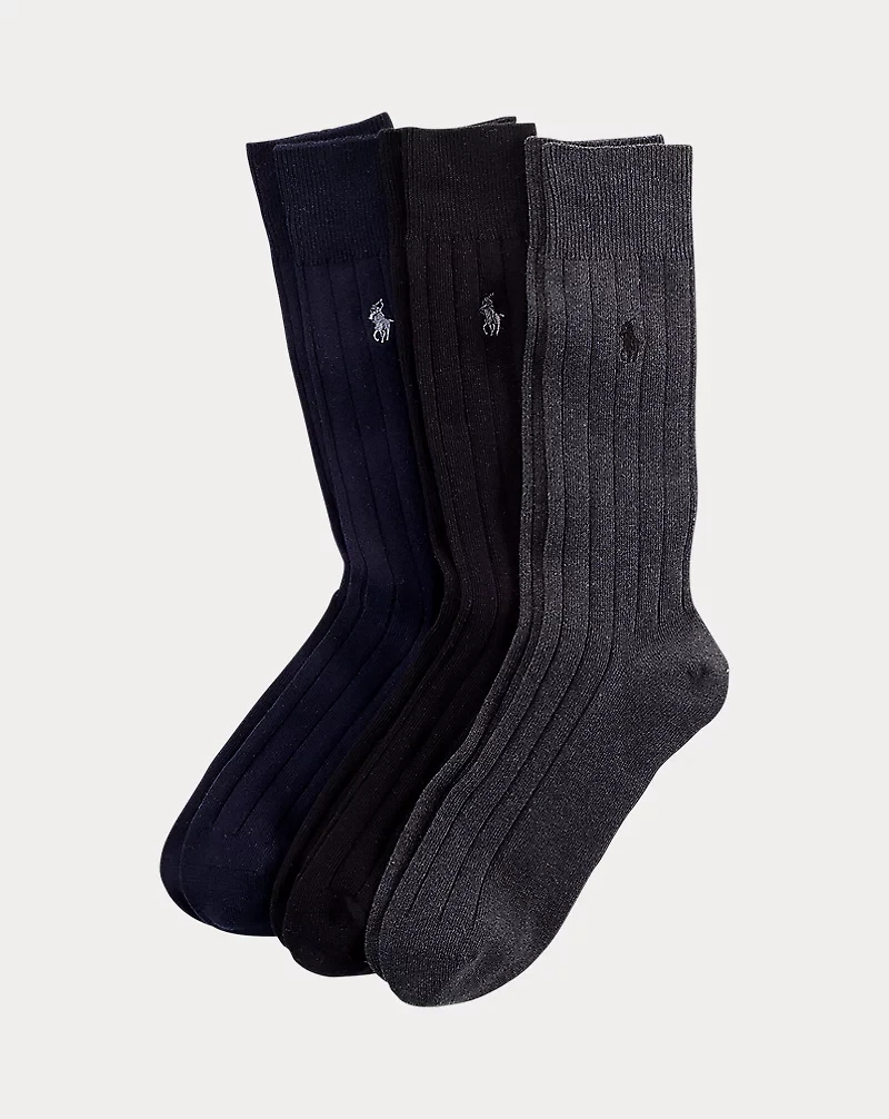 Ribbed Cotton-Blend Trouser Sock 3-Pack