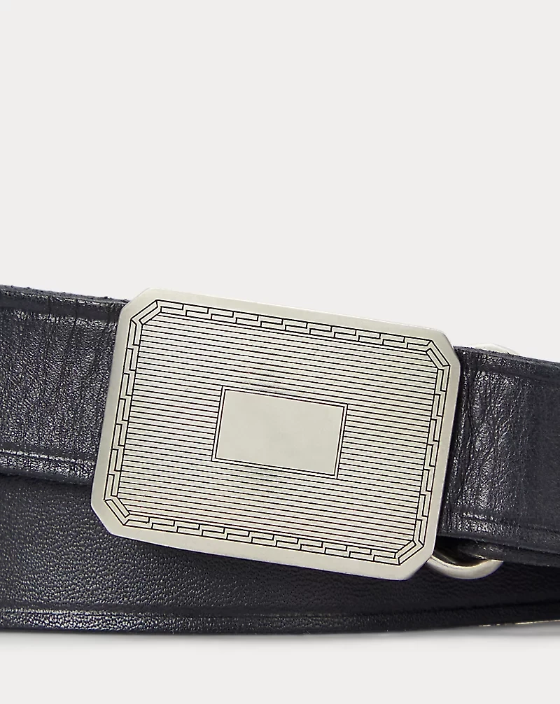 Engine-Turned Leather Belt