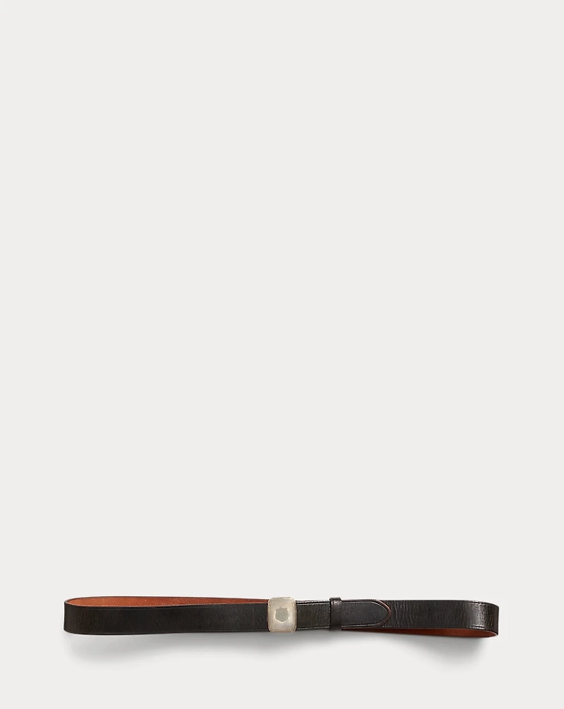 Slider-Buckle Leather Belt