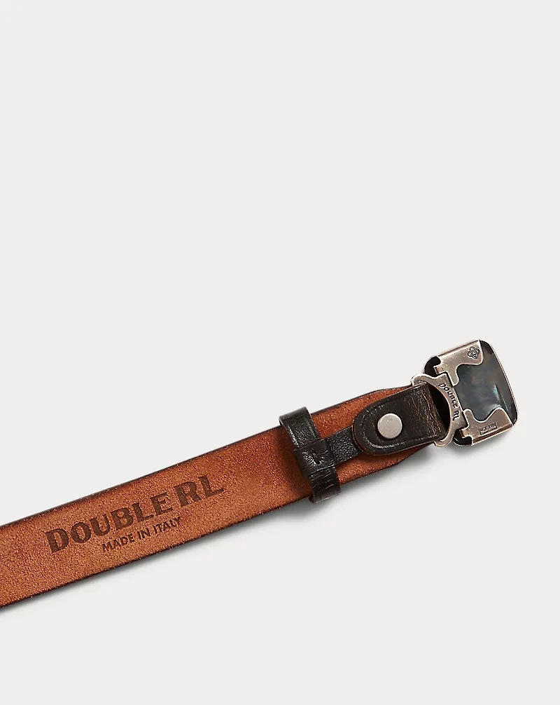 Slider-Buckle Leather Belt