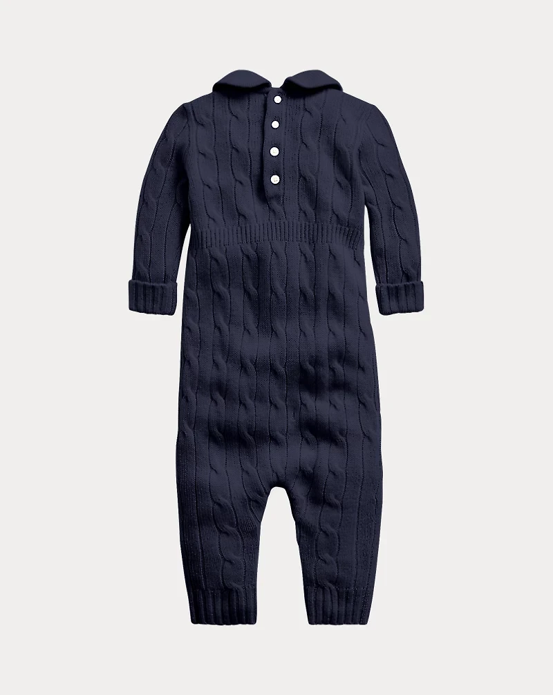 Cashmere Knit-Collar Coverall