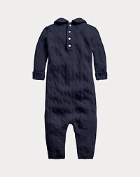 Cashmere Knit-Collar Coverall
