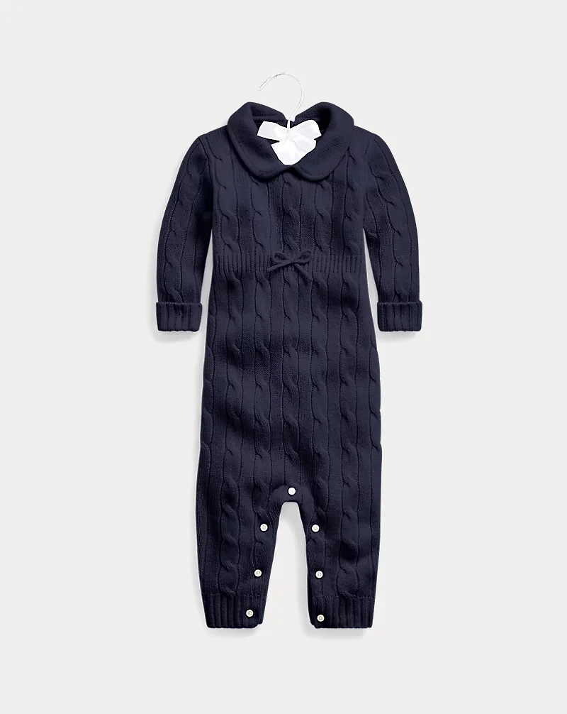 Cashmere Knit-Collar Coverall