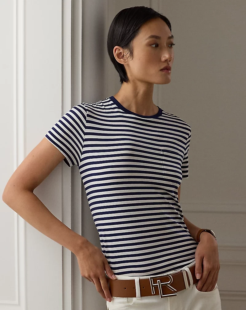 Striped Crewneck Pocket Tee