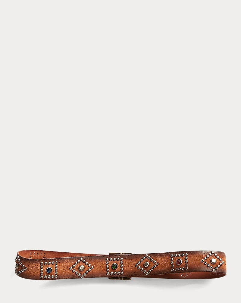 Studded Roughout Leather Belt