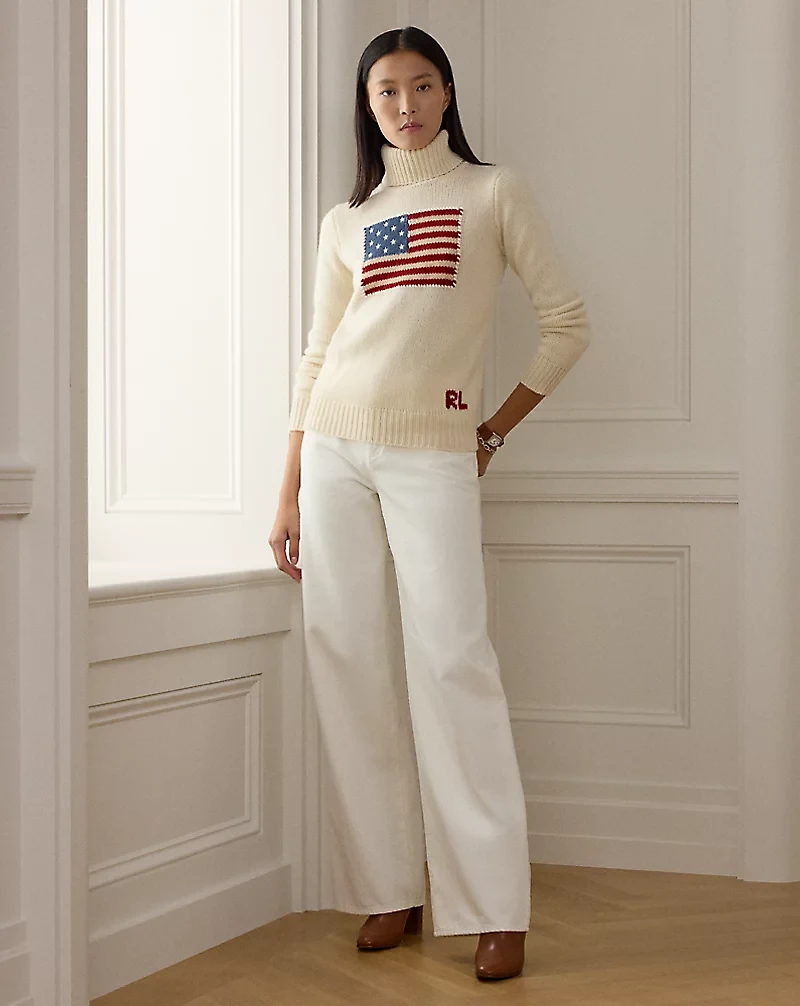 Flag Cashmere Turtleneck Sweater