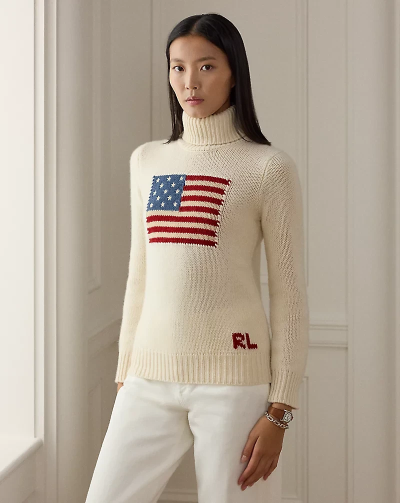 Flag Cashmere Turtleneck Sweater