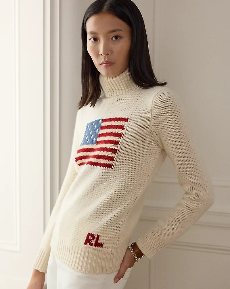Flag Cashmere Turtleneck Sweater