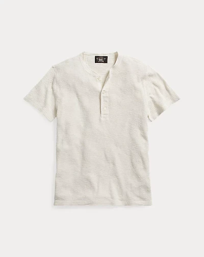 Waffle-Knit Short-Sleeve Henley Shirt