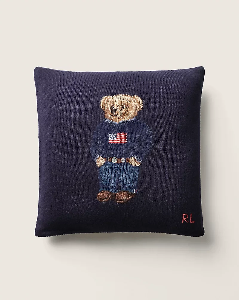 Polo Bear Wool Throw Pillow