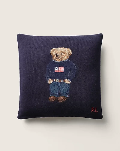 Polo Bear Wool Throw Pillow