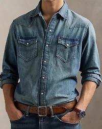Slub Denim Western Shirt