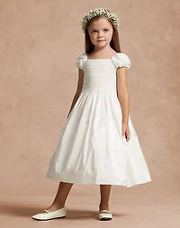 Smocked Silk Dress