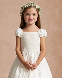 Smocked Silk Dress