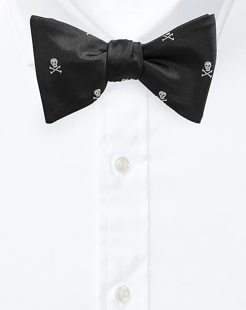 Skull-and-Bones Silk Bow Tie