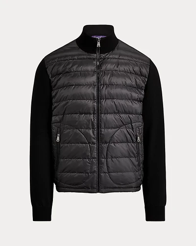 Ripstop-Panel Wool Full-Zip Sweater