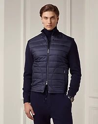 Ripstop-Panel Wool Full-Zip Sweater