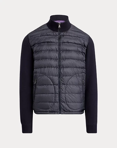 Ripstop-Panel Wool Full-Zip Sweater