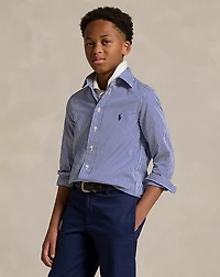 Slim Fit Striped Cotton Dress Shirt