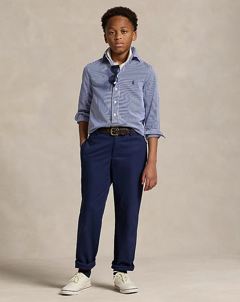 Slim Fit Striped Cotton Dress Shirt