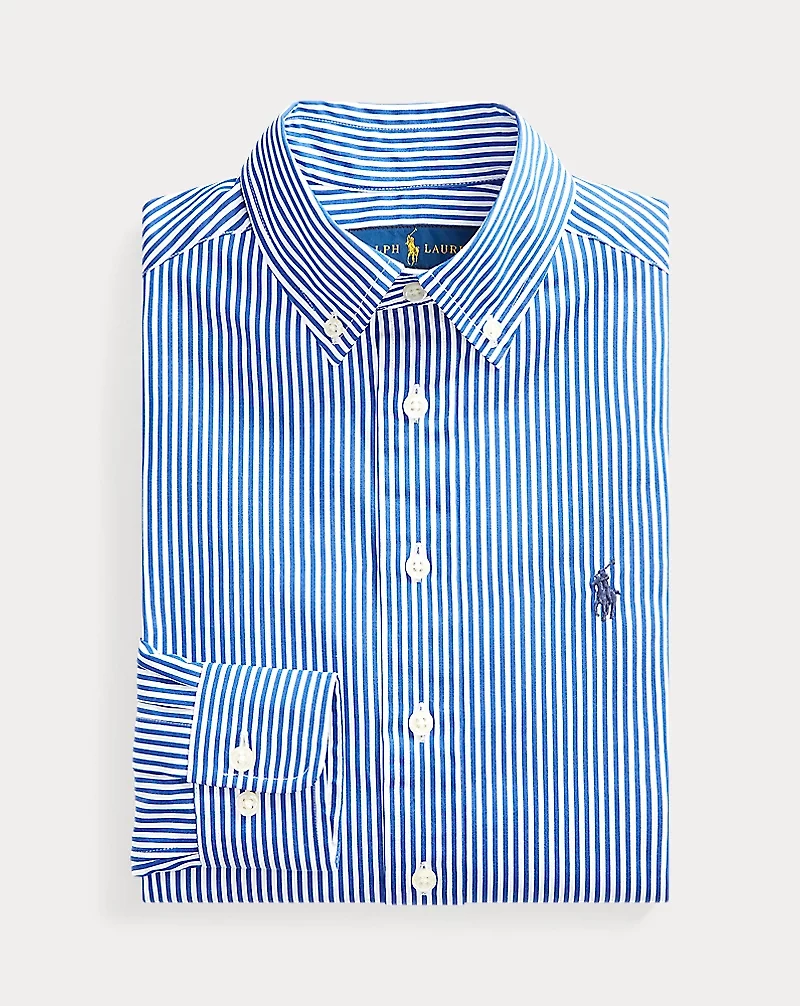 Slim Fit Striped Cotton Dress Shirt