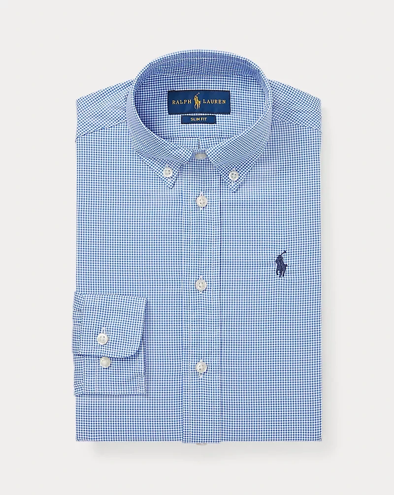 Slim Fit Gingham Cotton Dress Shirt