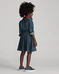 Belted Cotton Denim Shirtdress