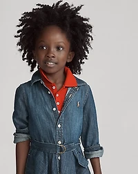 Belted Cotton Denim Shirtdress