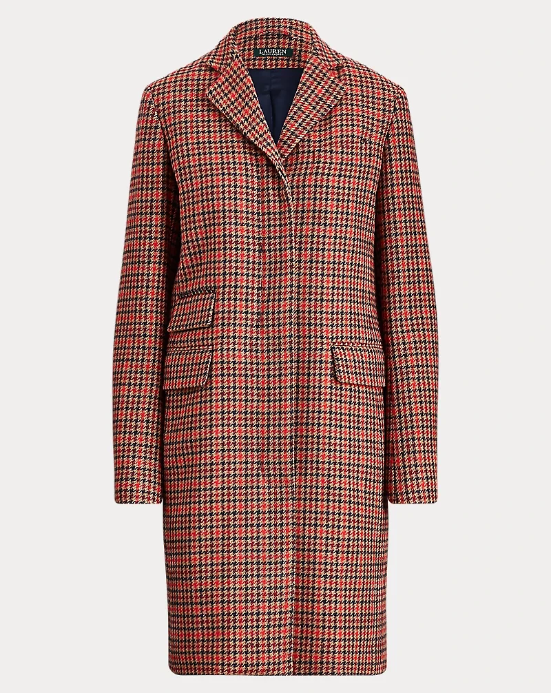 Plaid Wool-Blend Trench Coat