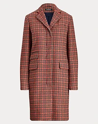 Plaid Wool-Blend Trench Coat