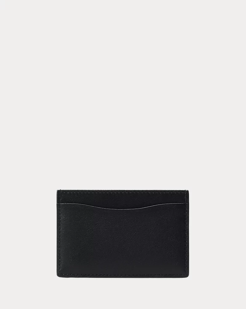 Metal-Plaque Leather Card Case