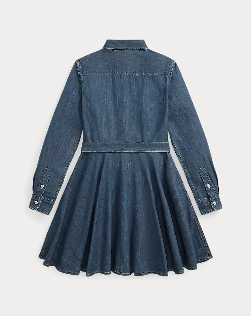 Belted Cotton Denim Shirtdress