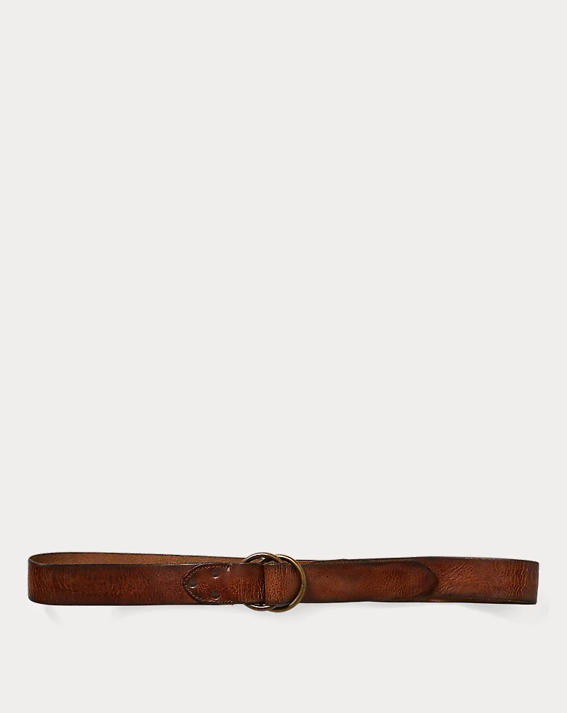 Distressed Leather Double–O-Ring Belt