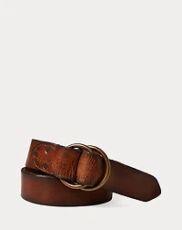 Distressed Leather Double–O-Ring Belt