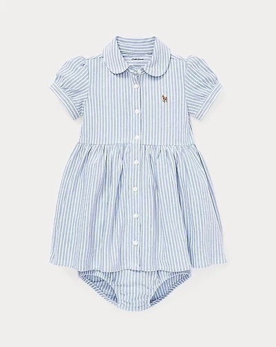 Striped Knit Oxford Shirtdress & Bloomer