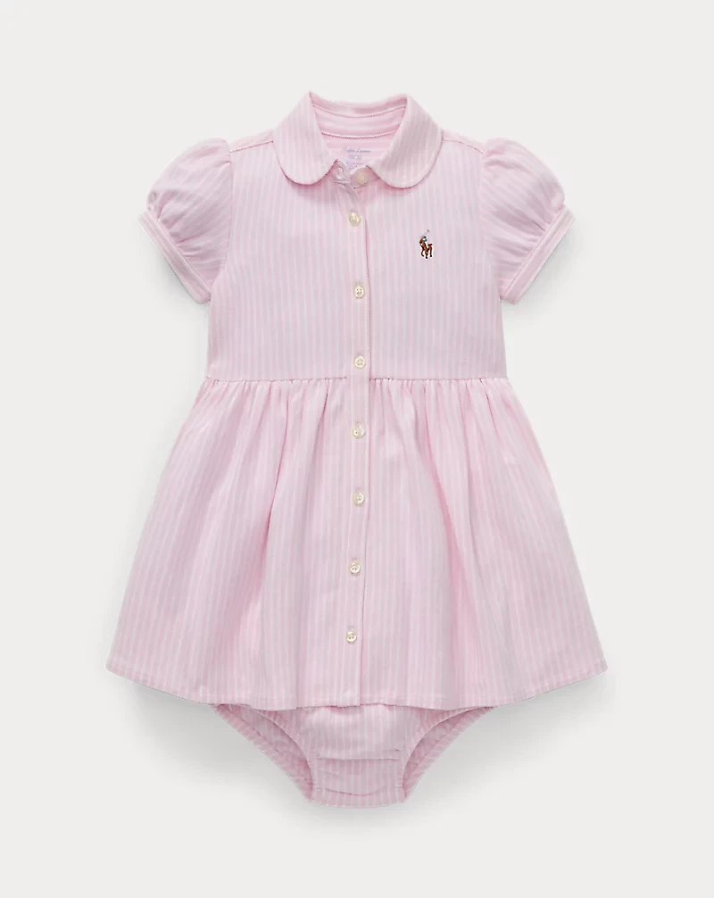 Striped Knit Oxford Shirtdress & Bloomer
