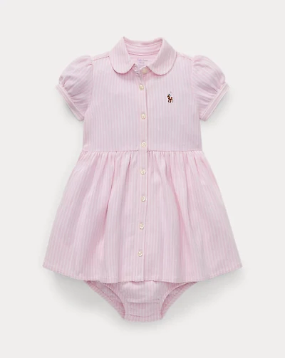 Striped Knit Oxford Shirtdress & Bloomer