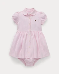 Striped Knit Oxford Shirtdress & Bloomer