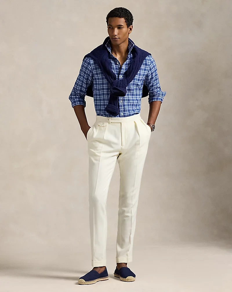 Slim Fit Plaid Linen Shirt